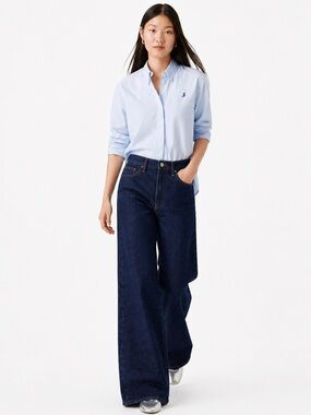 Levi's Ribcage Wide Leg High Rise Jeans 27x32 "Shaded View" Dark Wash NWT